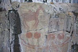 Agawa pictographs, paintings drawn on the side of a rock cliff on the shore of Lake Superior