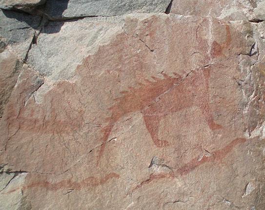 Closeup of one of the Agawa pictographs