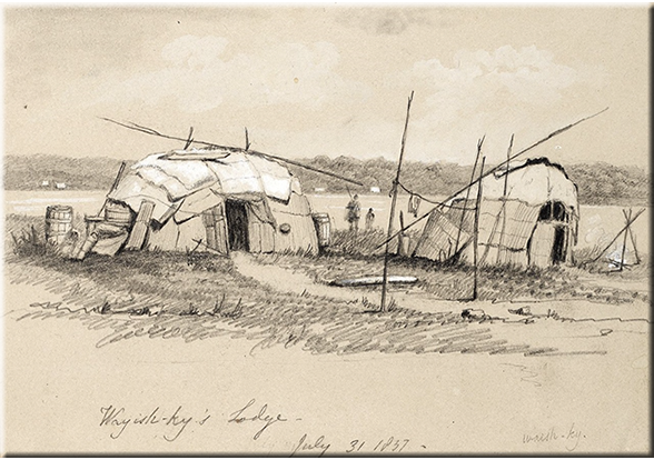 Anna Jameson (1794-1860) painting of the lodge of Anishnaabe man Wayishky