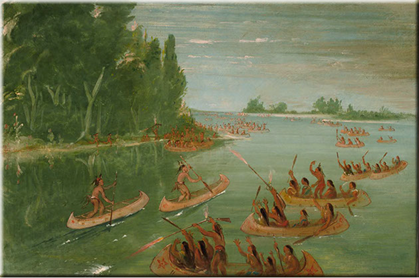 The American artist George Catlin (1706-1872) painted this canoe race that took place on the St. Mary's River in 1836.