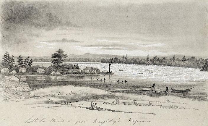 Anna Jameson (1794-1860) sketch of the rapids